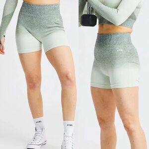 AYBL Womens Pulse Ombre Seamless Training Shorts Khaki Green Size Small